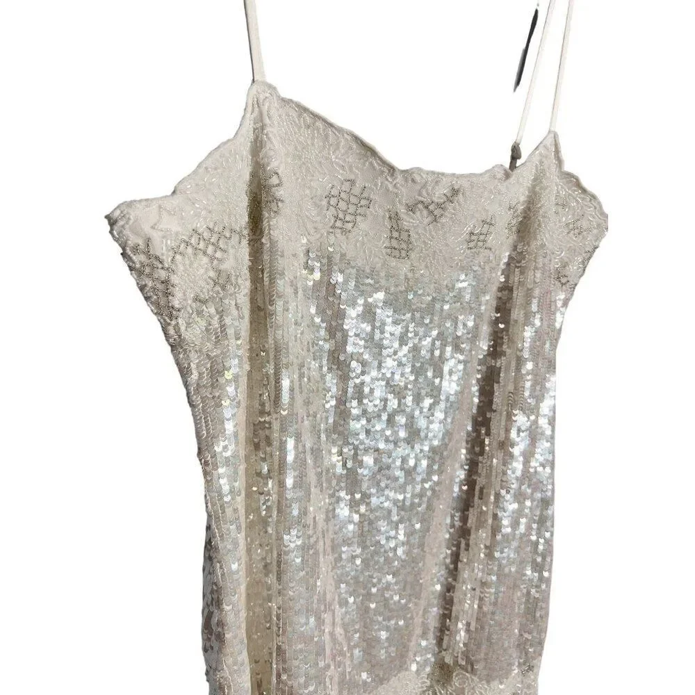 NEW BHLDN Audrey Adele Sequin Mini Shift Dress Beaded Sequin Bridal‎ Large - Picture 7 of 13